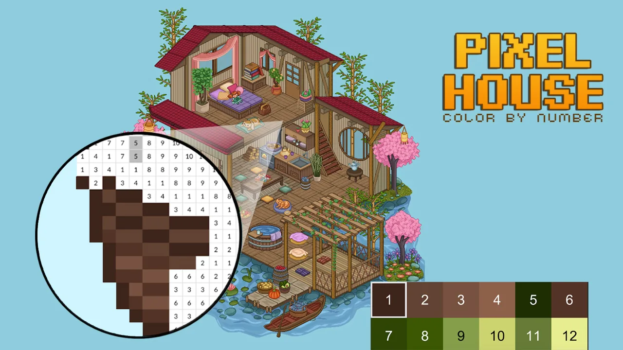 Pixel House: Color by Number