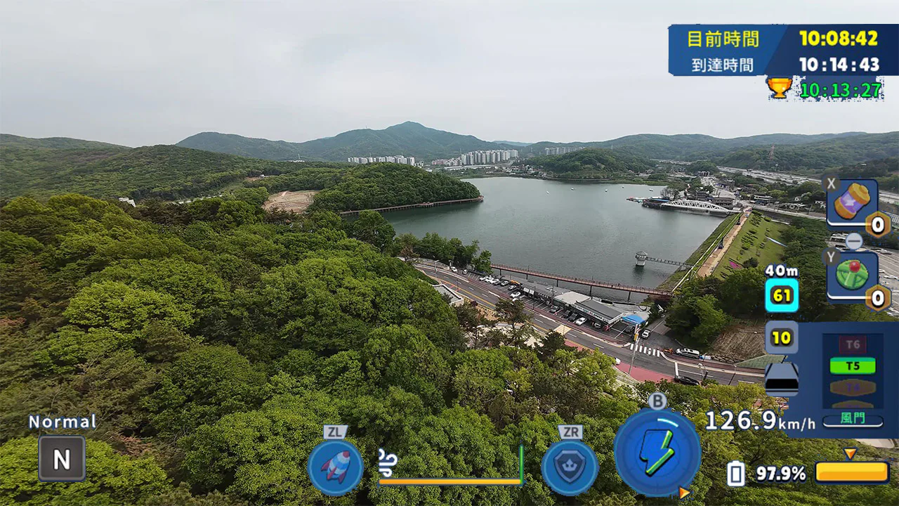 韩国无人机飞行游览白云湖水